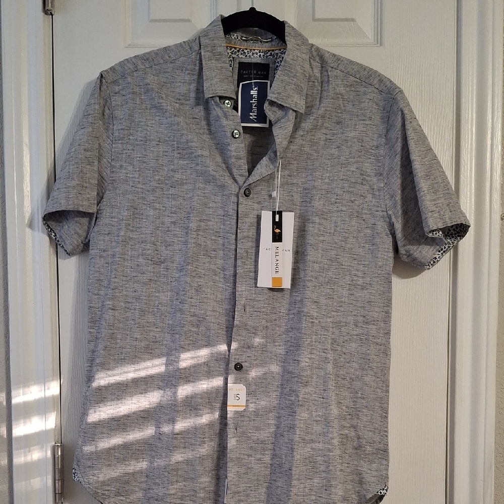Cactus Man -  Casual Gray Button Down Shirt